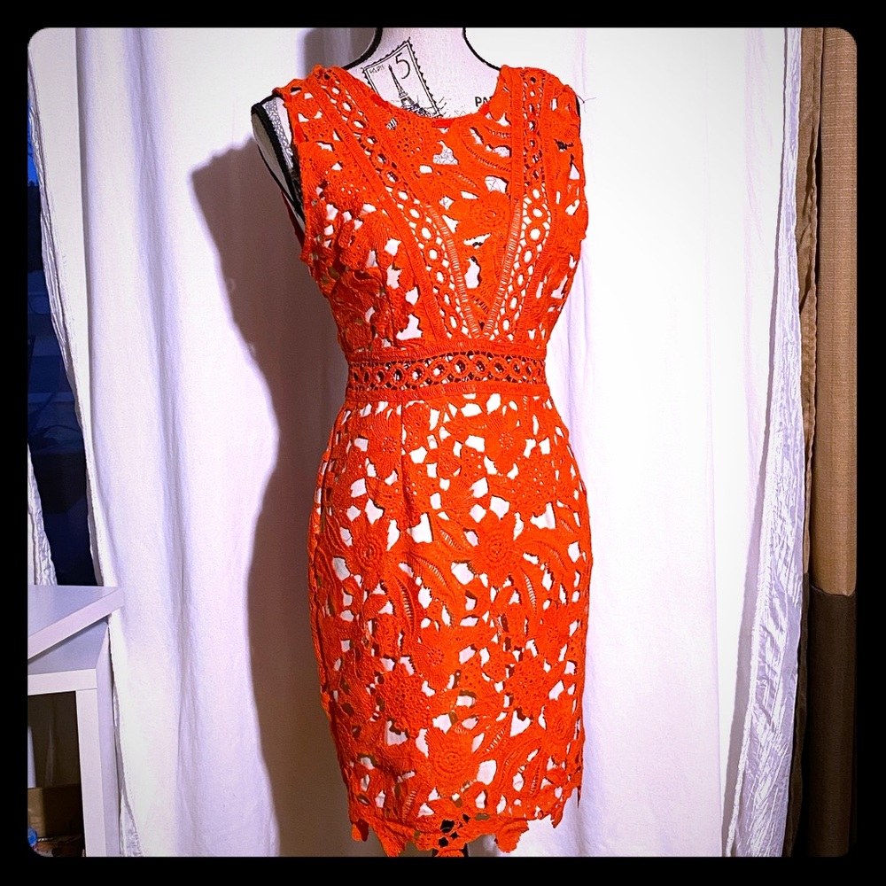 Soieblu Crochet Dress in Orange